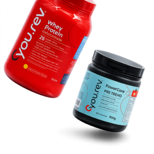 Kit Energia e Proteína: Power Core Pré-Treino (Limão - 300g) + Whey Protein Concentrado (900g)